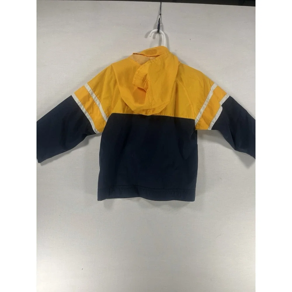 Nike Kids Windbreaker Jacket Size 3T Yellow Blue Hooded Full Zip Retro
